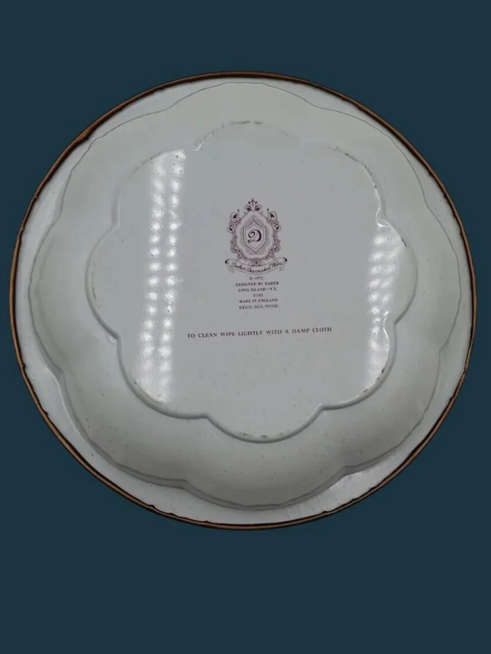 Vintage Daher England 1971 Metal Tin Round Bowl Tray Platter 10 1/4